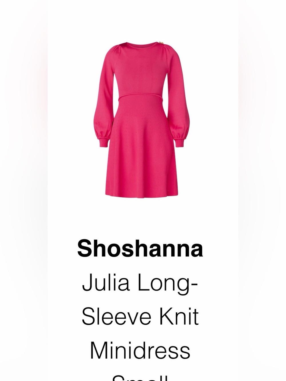 Shoshanna Puff-Sleeve A-Line Knit Minidress in Hot Pink